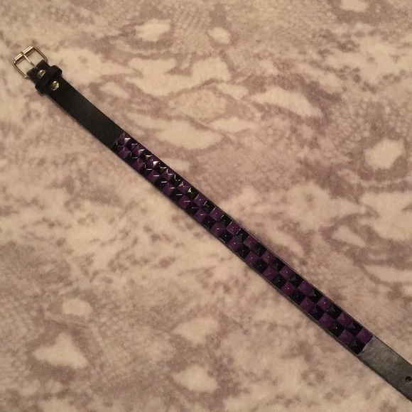 Kids Punk Purple & Black Checkerboard Studded Belt - Picture 3 of 7
